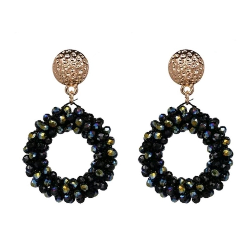 3/$25 Handmade black crystal beaded earrings